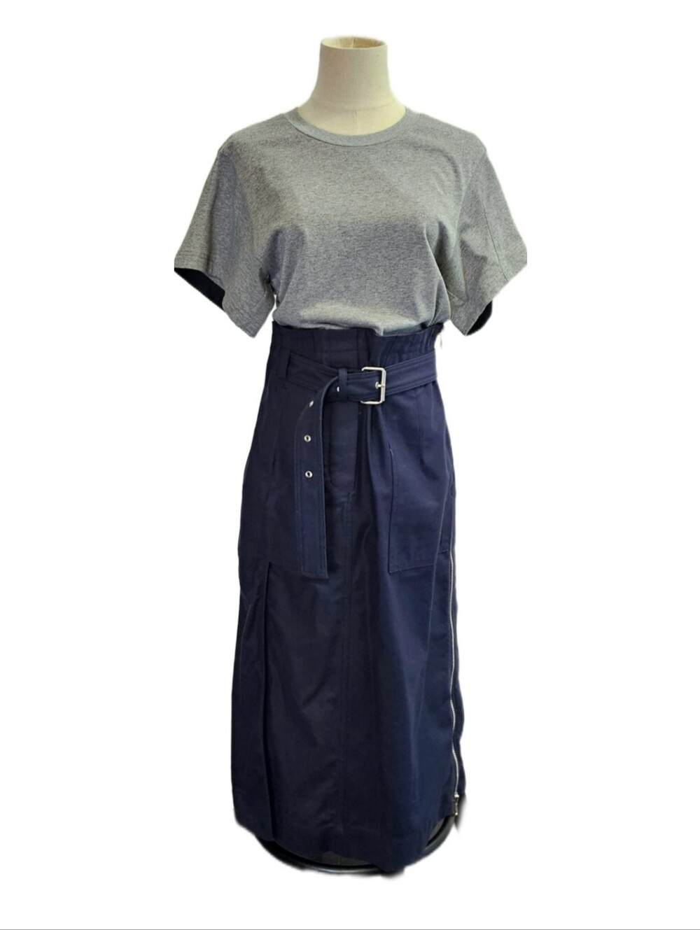 3.1 Phillip Lim High-Waist Navy Belted Maxi Skirt US6